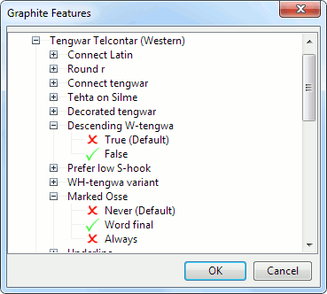 Selecting Graphite features in OpenOffice